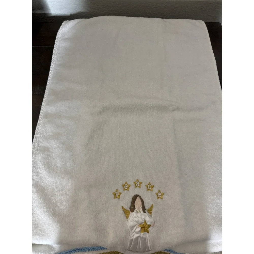 Christmas/Winter Angel Peace Beige Blue Gold Hand Towel‎ 2pc Set Hand Towel Set